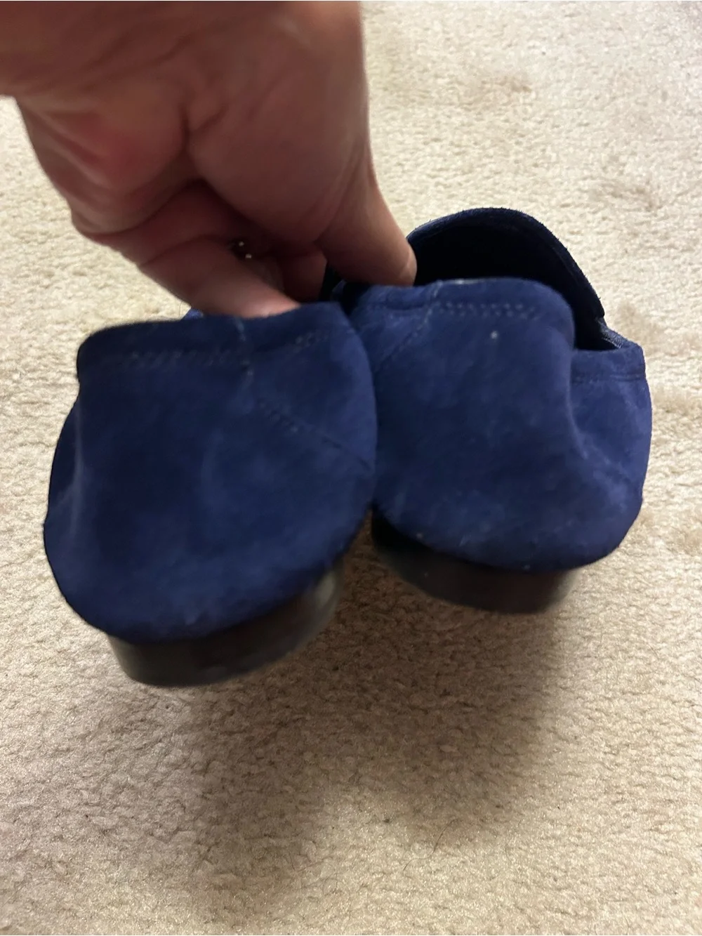 TORY BURCH suede logo loafers.